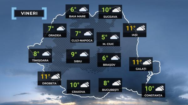 Vremea de mâine 12 decembrie. Se mai răcește și sunt așteptate ploi slabe. Minime, între -3 şi 5 grade