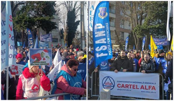 Sindicaliștii ies din nou în stradă şi protestează la Cotroceni. Ce îi cer preşedintelui Nicuşor Dan