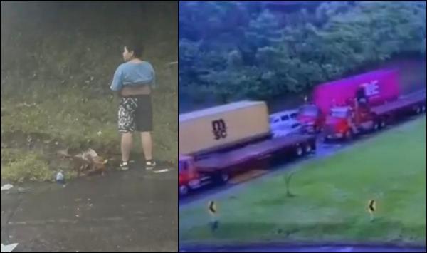 A coborât din mașină să meargă la toaletă. Câteva secunde mai târziu, un TIR i-a spulberat familia