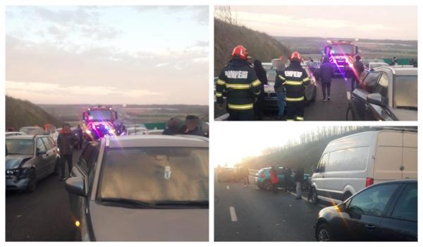 Accident în lanț la Optași Măgura în Olt. Au fost implicate 11 maşini şi 32 de persoane