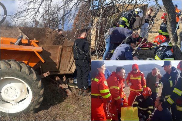 Un tractor s-a răsturnat peste doi oameni în Hunedoara