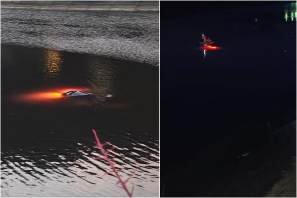 O maşină a plonjat în râul Olt, în Vâlcea. În interior ar fi blocaţi doi adulţi şi un copil