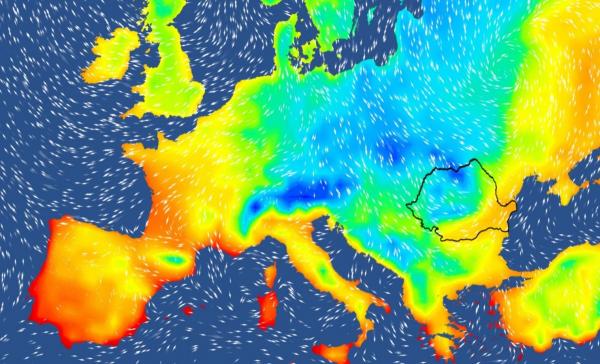 Harta temperaturilor în Europa