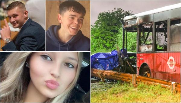 Trei tineri de 17 și 18 ani, morți pe loc în UK. Mercedesul lor s-a înfipt într-un autobuz, apoi s-a transformat în bilă de foc