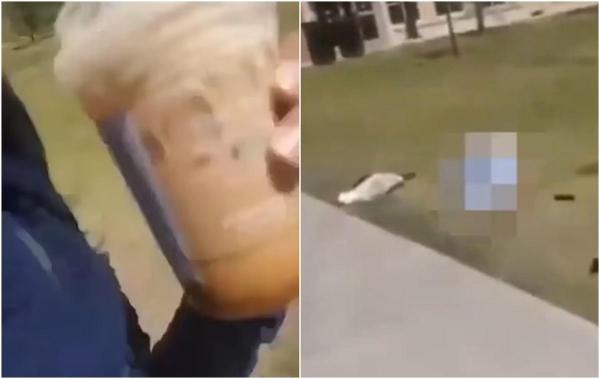 O tânără s-a filmat în timp ce soarbe liniștită din cafea și trece pe lângă o victimă a atacului din Florida, care zăcea pe jos