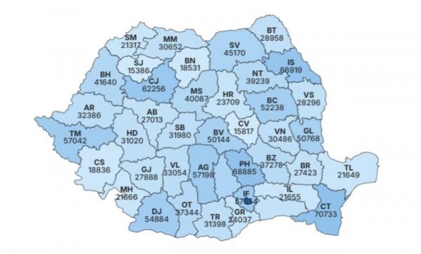 HARTA prezenţei la vot, topul pe judeţe