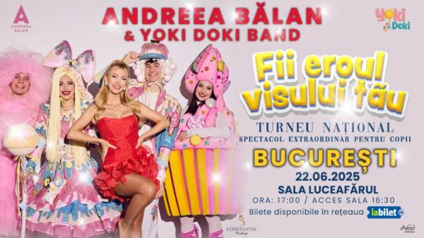 Andreea Bălan şi Yoki Doki Band susţin un concert duminică, 22 iunie, la Sala Luceafărul din Bucureşti