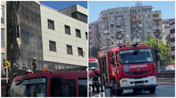 Magazin din București cuprins de flăcări. Incendiul s-a extins la terasa unui hotel