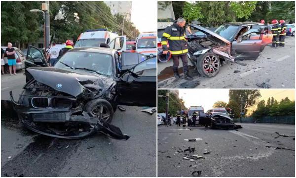 Un BMW a făcut prăpăd pe un bulevard din Constanţa. A spulberat un SUV, pe care l-a proiectat în alte 4 maşini