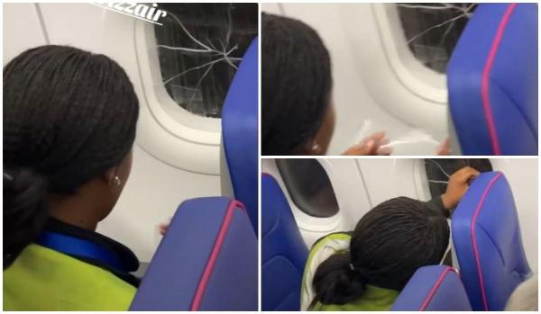 Panică la bordul unui avion Wizz Air, după ce un geam spart a fost lipit cu scotch obișnuit