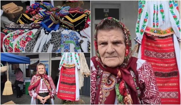 La 87 de ani, coase ii şi le vinde la piaţă. Povestea unei gorjence cu o pensie mică, dar cu o mare pasiune