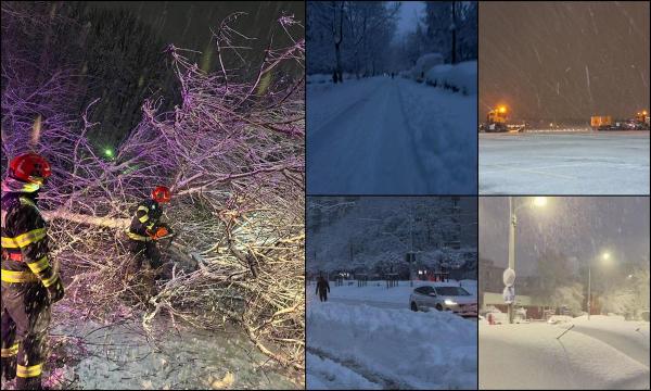 Când se opresc ninsorile. Codul portocaliu, extins până la ora 16. Stratul de zăpadă ajunge până la 50 cm