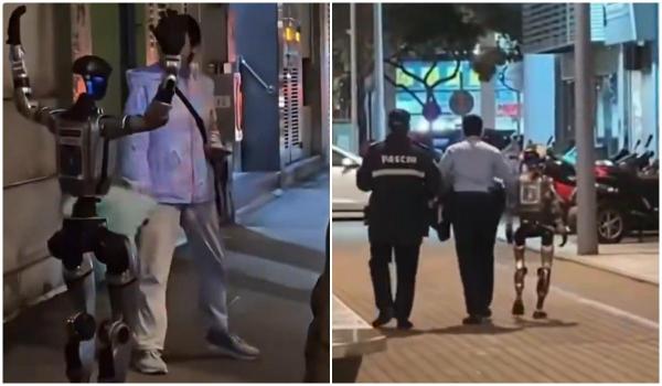 Momentul în care un robot umanoid este "arestat" în China. A băgat în spital o femeie în vârstă de 70 de ani