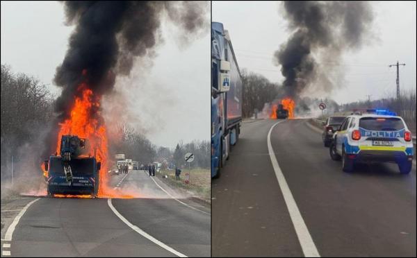 Macara, cuprins ăde flăcări pe DN1