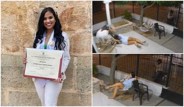 Momentul în care o psiholoagă însărcinată este împușcată pe terasa locuinței sale