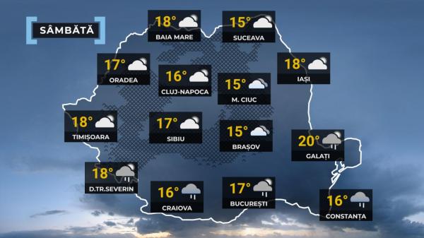 Vremea de mâine 4 aprilie. Ploile persistă în majoritatea țării. Averse cu grindină în sud. Maxime de 19 grade