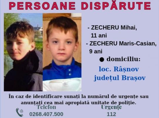 Maris şi Mihai, doi frăţiori de 9 şi 11 ani, dispăruţi de acasă din Râşnov