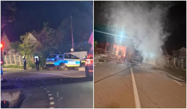 Doi tineri din Vrancea au murit arși de vii, după ce mașina a intrat într-un cap de pod și a luat foc