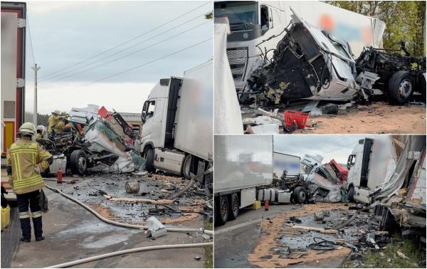 Șofer român de TIR, mort după ce a intrat într-un autocamion în Germania. A rămas captiv în cabina distrusă