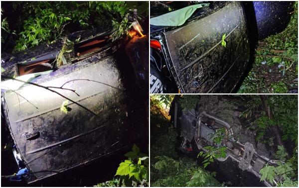 Trei tineri, la un pas de moarte după ce s-au răsturnat cu maşina într-o râpă în Galaţi