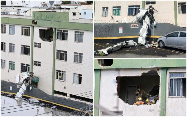 Momentul când un avion de mici dimensiuni intră într-o clădire din Brazilia. 3 din cei 5 pasageri au murit