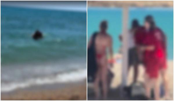 Momentul în care un turist este salvat din mare, în Eforie. S-a aventurat în larg, deşi nu ştia să înoate