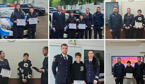 6 elevi din Suceava, premiaţi de poliţişti, după ce au ajutat la prinderea unui tâlhar