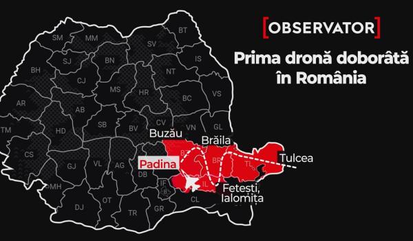 Care a fost traseul dronei prin România. A parcurs cel puțin 200 de km timp de o oră şi jumătate