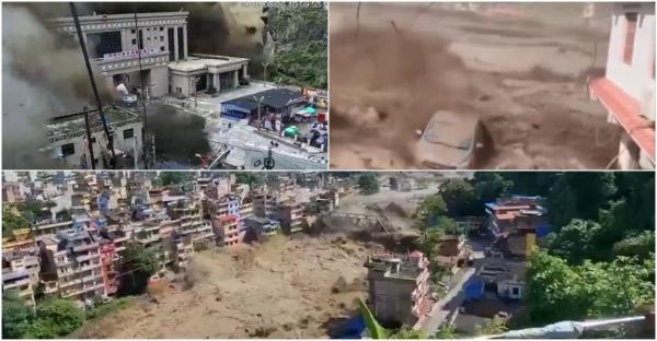 Momentul în care o viitură devastatoare a lovit Nepalul. Sute de turiști sunt dați dispăruți