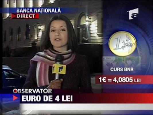 Un euro a scazut pina 4,08 lei