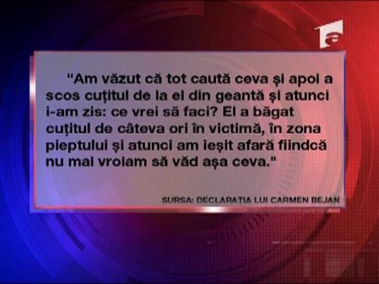 Carmen Bejan: "Sunt nevinovata! Razvan l-a injunghiat"