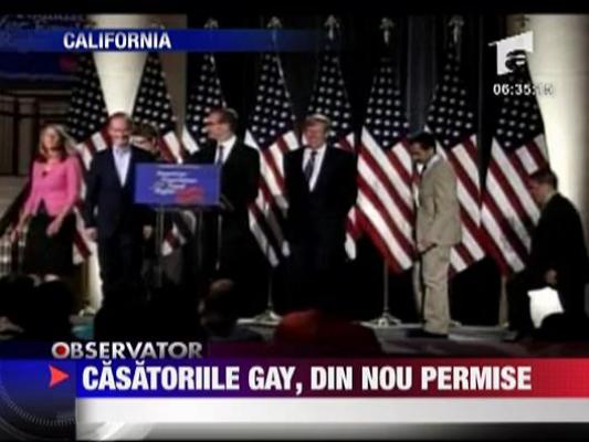 Casatoriile gay, permise din nou in California