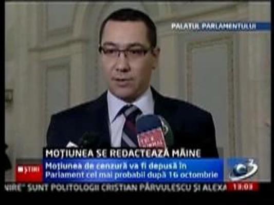 Textul motiunii de cenzura va fi prezentat luni