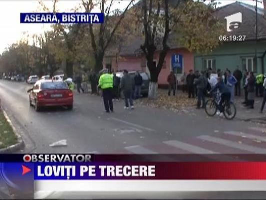 Tata si fiica loviti pe trecerea de pieton in Bistrita