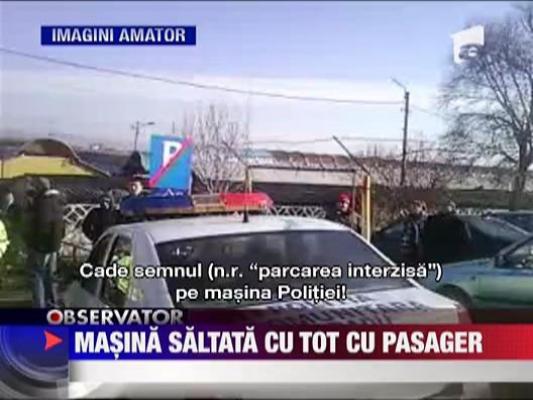Masina saltata cu tot cu pasager