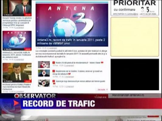 Antena3.ro, record de trafic