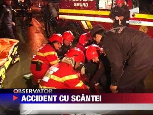 Un sofer a fost la un pas sa arda de viu in propria masina in urma unui accident