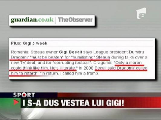 Gigi Becali ironizat in The Guardian
