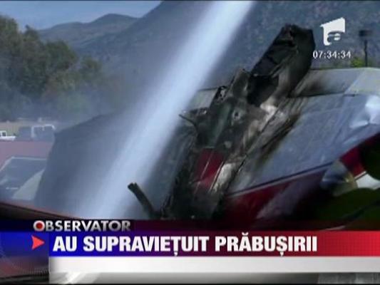 Patru oameni au supravuietuit miraculos dupa ce s-au prabusit cu avionul peste o cladire