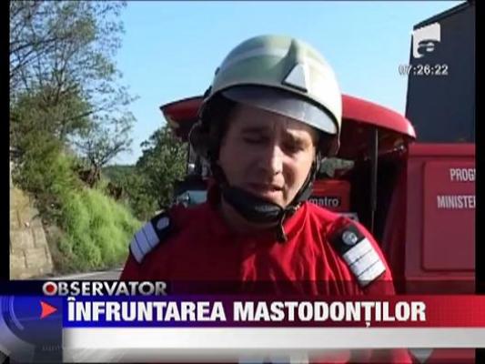 Infruntarea mastodontilor! TIR-uri ciocnite pe DN7