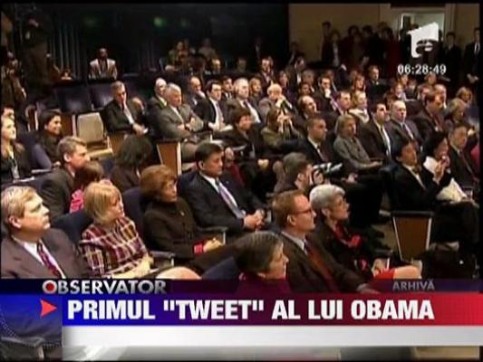 Barack Obama a trimis primul mesaj pe Twitter din viata sa