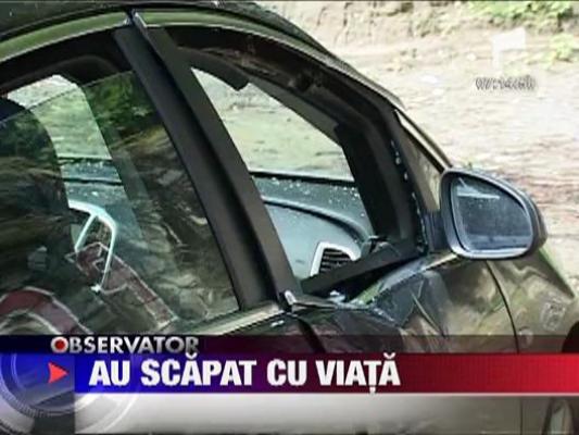 Transfagarasan: Bolovan pravalit peste masina unor turisti polonezi‎