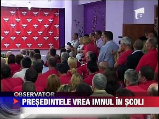 Basescu vrea sa se cante Imnul in scoli