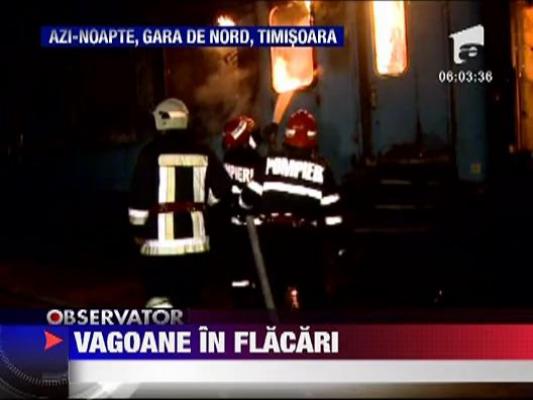 Incendiu in Gara de Nord din Timisoara:  doua vagoane au luat foc ‎