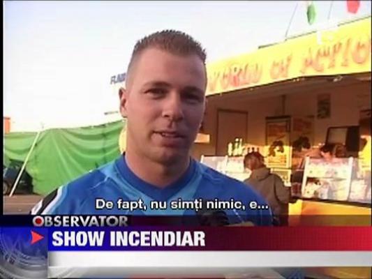 Show auto incendiar la Oradea