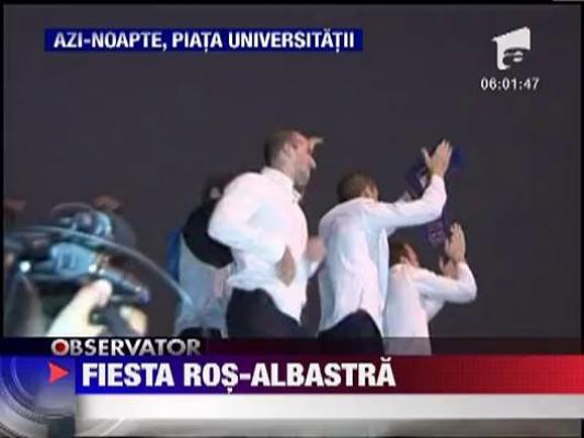 Petrecere ros-albastra in Piata Universitatii