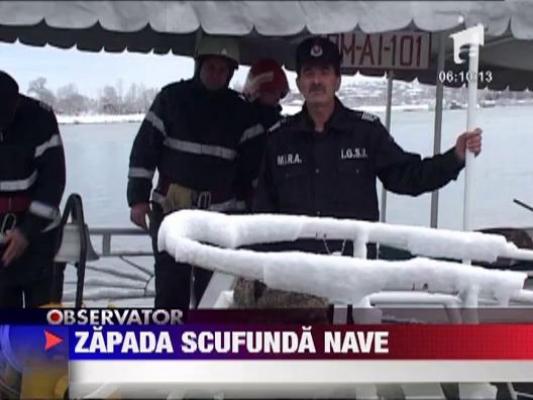 Ambarcatiuni scufundate din cauza zapezilor