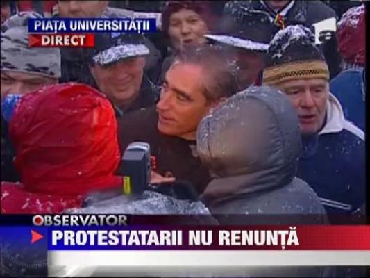 Protest in viscol la Piata Universitatii