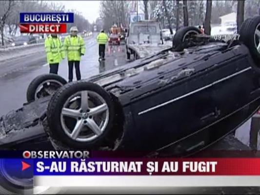 S-au rasturnat cu masina si au incercat sa fuga