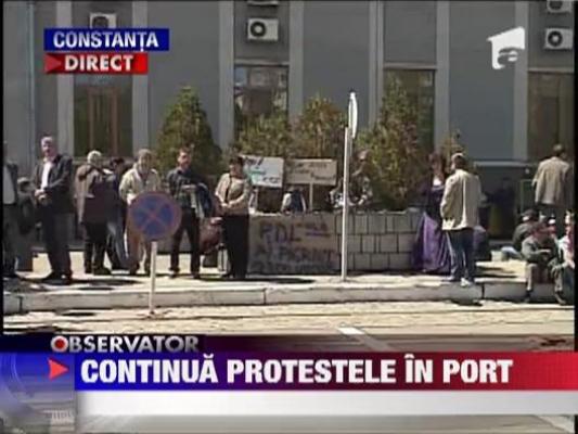 Sindicalisti au protestat din nou in portul Constantei